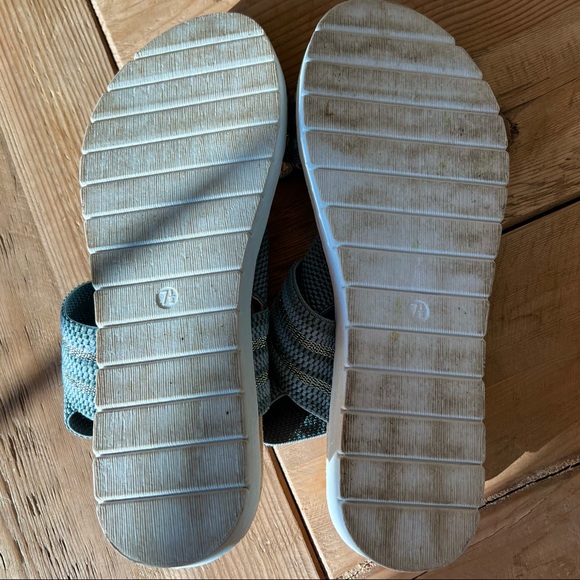 SO Blue and Gold Metallic Stretch Elastic Comfort Sandals Womens Size 7.5 Medium - Picture 15 of 16